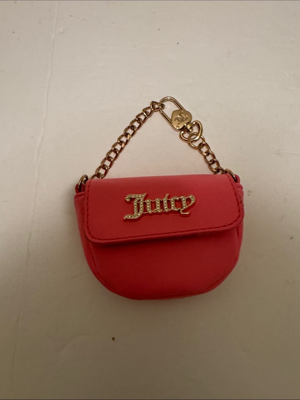 Juicy Couture Coral Pink Mini Chain Top-Handle  Purse Charm Bag~NWOT